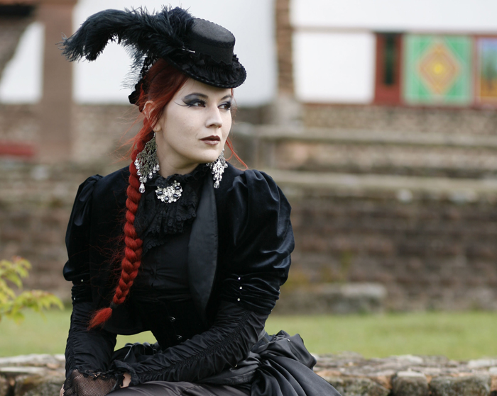 Steampunk and Neo-Victorian Gothic women`s black and brown