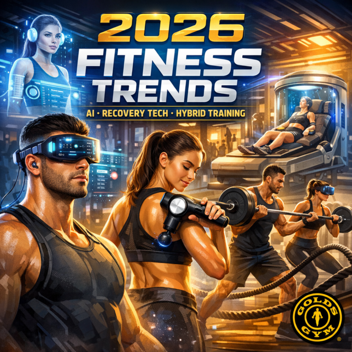 2026 Fitness Trends at Gold's Gym 2026 fitness trends at Gold's Gym showing AI personalization, recovery tech, and hybrid training options