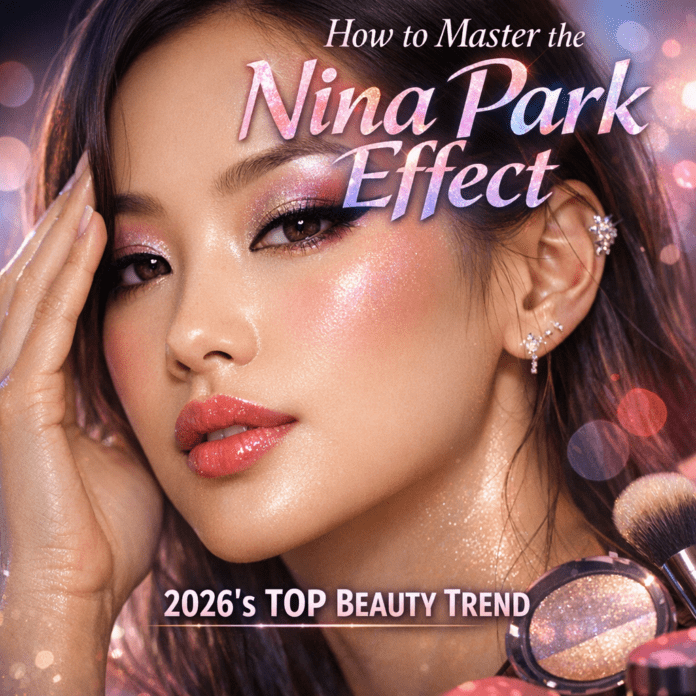 Close-up of a woman wearing the Nina Park effect makeup look, featuring soft, blended eyeshadow and natural, glowing skin.