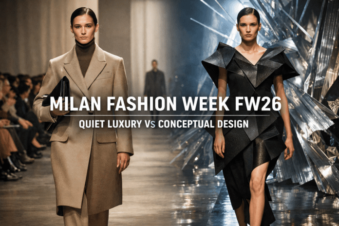 Milan Fashion Week Fall Winter- Quiet Luxury vs Conceptual Design Milan Fashion Week Fall Winter- Quiet Luxury vs Conceptual Design