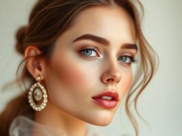 Fashion model with glossy hydrated lips in a luxury editorial beauty shoot