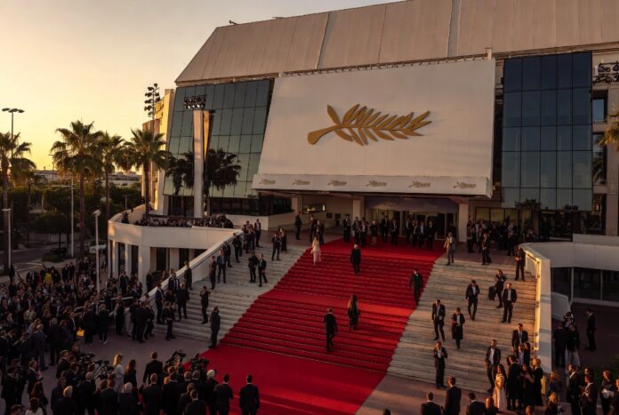 Cannes Film Festival 2026 — Oscar Buzz and Prestige Contenders Guests ascending the Cannes Palais des Festivals red carpet steps at golden hour representing the Cannes Film Festival 2026 Oscar buzz and prestige film awards season