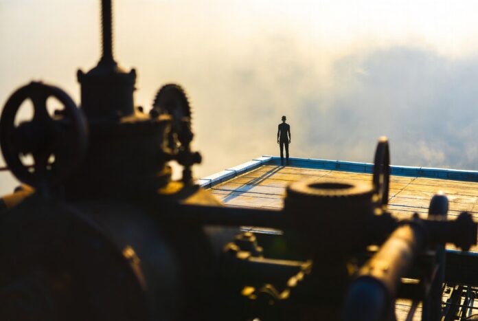 Final Destination Bloodlines 2026 — The Franchise's Biggest Opening Ever Cinematic shot of a solitary figure on a rooftop with ominous industrial foreground representing Final Destination Bloodlines and the viral horror franchise's record-breaking 2026 return to theaters