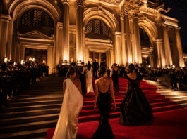 Met Gala Themes: A Complete History 1948–2026 Guests in designer fashion ascending the Metropolitan Museum of Art steps at the Met Gala, representing Runway Magazine's complete history of Met Gala themes from 1948 to 2026