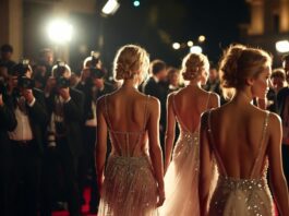 Transparent couture gowns inspired by the 2026 sheer dress trend on Hollywood red carpets