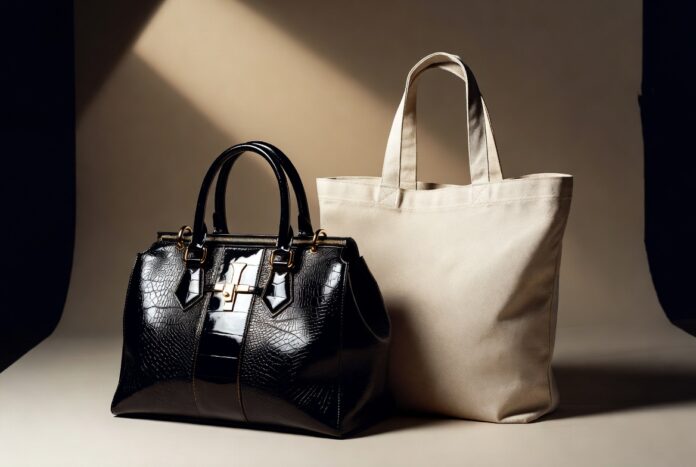 Contrast between viral tote bags and Chanel luxury handbags in modern fashion economy