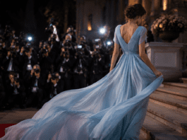 Barbara Palvin’s Romantic Glamour Is Becoming One of Fashion’s Biggest Obsessions Barbara Palvin in a powder blue Miu Miu gown at the Cannes 2026 Film Festival red carpet.