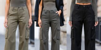 Cargo Pants and Utility Fashion Continue Their Street Style Reign in 2026 Women's cargo pants street style 2026 wide-leg utility fashion outfit representing the cargo pants trend and oversized street style aesthetic of 2026 with refined utility chic styling including neutral tones fitted tank and luxury accessories.