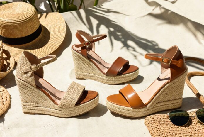Wedge Sandals Summer 2026 Trend Wedge sandals styled with modern summer fashion and vacation-inspired clothing
