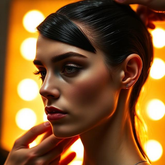 The Wet Hair Look Runway: Every Show It Appeared In — Runway Magazine Model with precision wet hair look runway backstage showing lacquered gel finish representing Runway Magazine's complete guide to the wet hair trend at every fashion week show in 2026