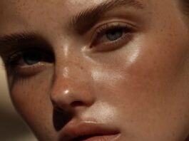 Beach Skin Is Summer 2026’s Biggest Beauty Trend A model with fresh dewy sun-kissed skin and visible freckles wearing minimal natural makeup in soft light
