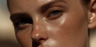 Beach Skin Is Summer 2026’s Biggest Beauty Trend A model with fresh dewy sun-kissed skin and visible freckles wearing minimal natural makeup in soft light
