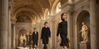 Maria Grazia Chiuri Fendi: Her Rome Couture Debut Could Redefine the House An elegant couture runway setting inside a grand art museum with high ceilings and dramatic lighting