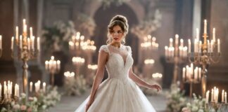 Taylor Swift Wedding Dress: The Dior Couture Gown That Broke the Internet An elegant bride in a couture wedding gown and a groom in a tailored suit at a grand celebration