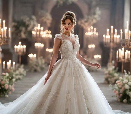 Taylor Swift Wedding Dress: The Dior Couture Gown That Broke the Internet An elegant bride in a couture wedding gown and a groom in a tailored suit at a grand celebration
